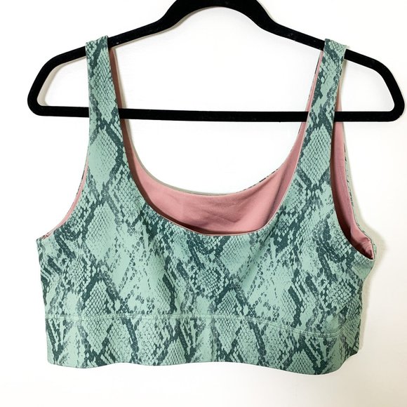 Fabletics reversible sports bra pink green snakeskin XL - Picture 6 of 9